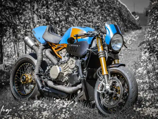 Préparation Cafe Racer réalisée par Dream Moto sur base de Panigale R pour le pilote de formule 1 Lance Stroll