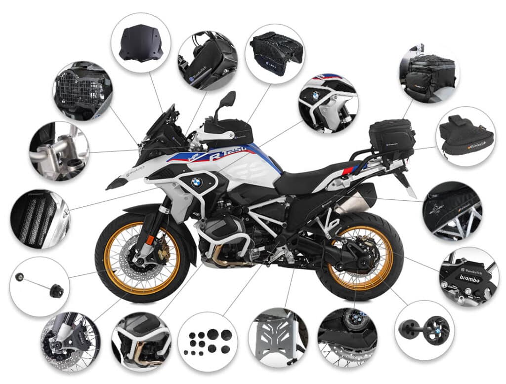 Panoplie d'accessoires dédiés à la marque BMW moto