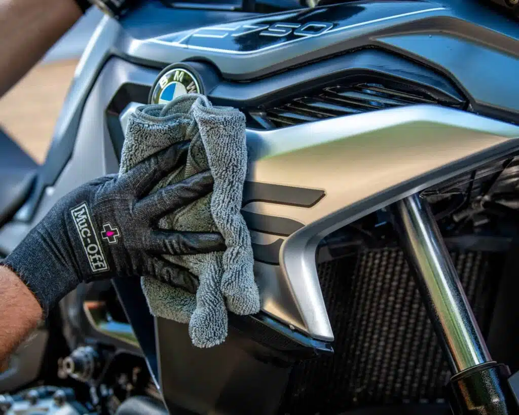Nettoyage micro fibre BMW moto