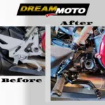 Platine repose pied Ducati Streetfighter thermolaquée avant et après